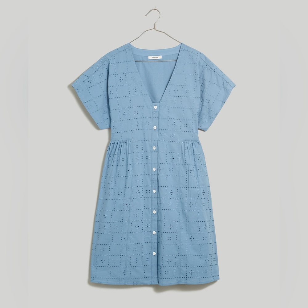 Madewell Button-Front V-Neck Mini Dress NL447